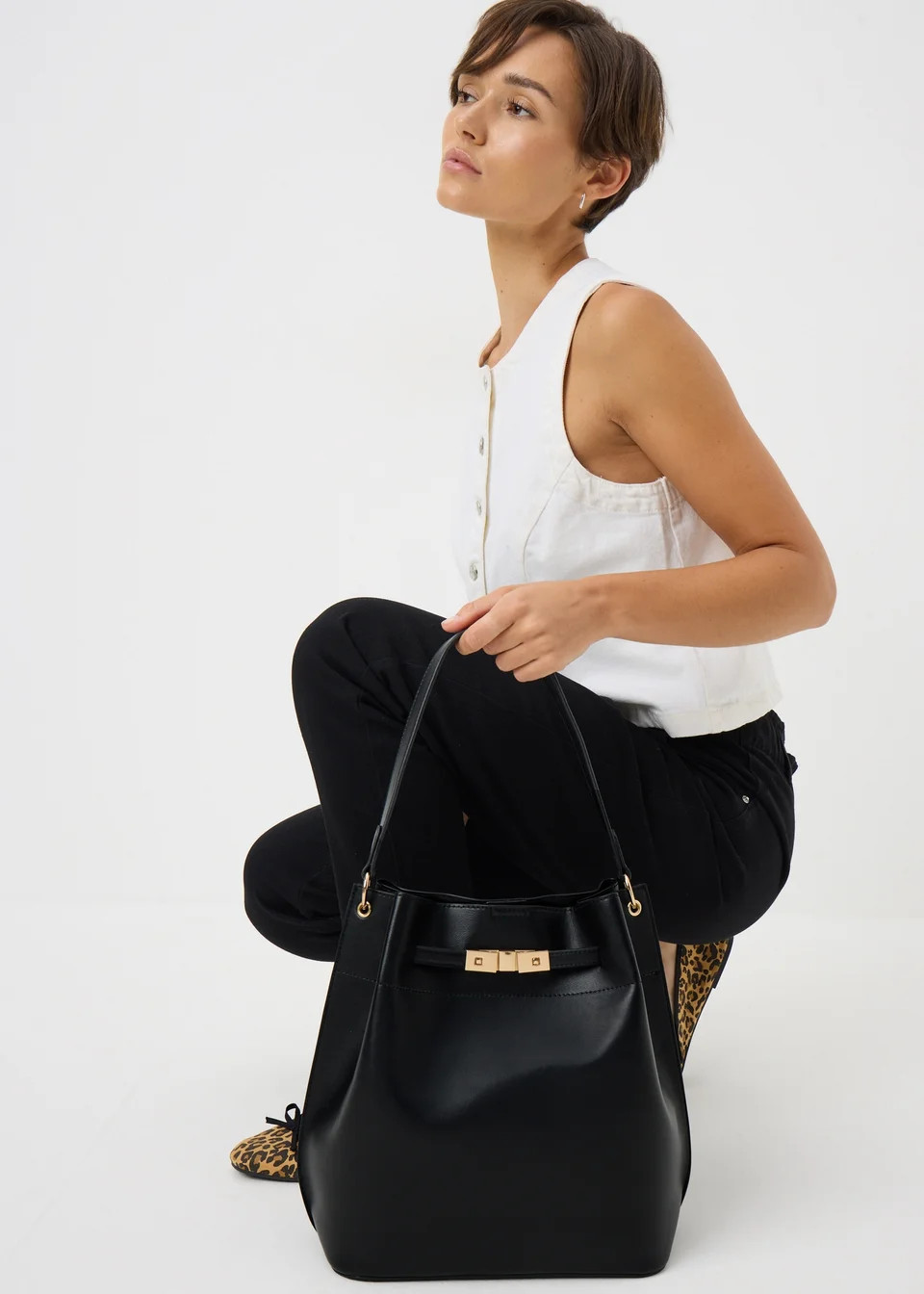 Black Bucket Tote Bag | Matalan (UK)