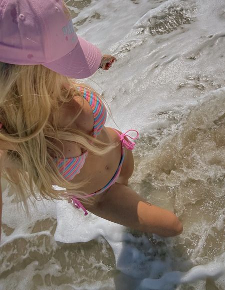 Pura Vida Code PVJen to save 20% 
Pink striped bikini
Beach outfit
Vacation outfit
Beach day
Bikini
Swimsuit
Swimwear 
Beach jewelry 

#LTKFindsUnder50 #LTKTravel #LTKSwim