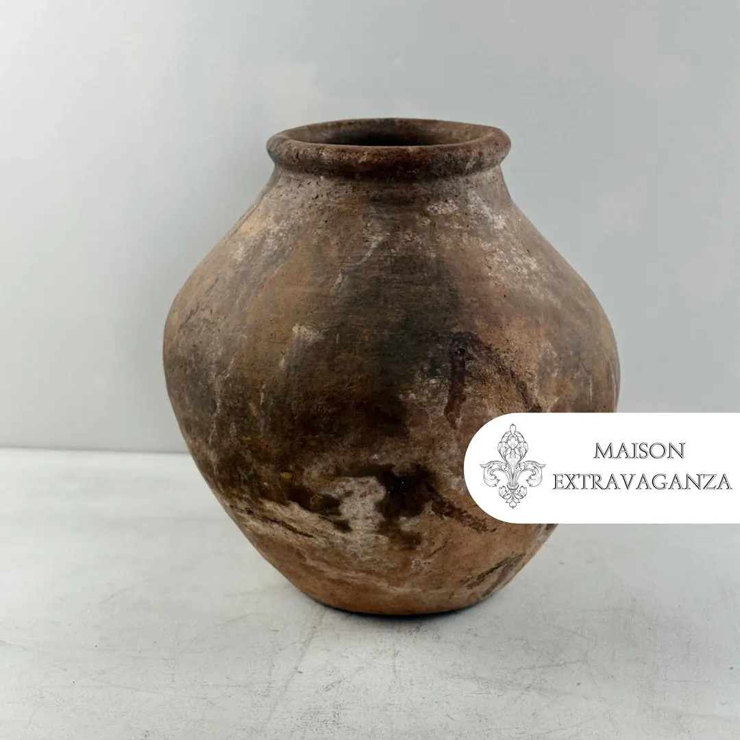 Vintage Indian Pottery Vase: 34cm Rustic Stone Home Decor - Etsy | Etsy (US)