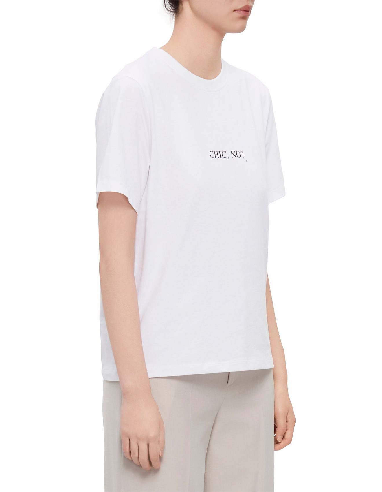 Victoria Beckham Classic Fit Slogan T-shirt "chic, No?" | David Jones | David Jones (Australia & New Zealand)
