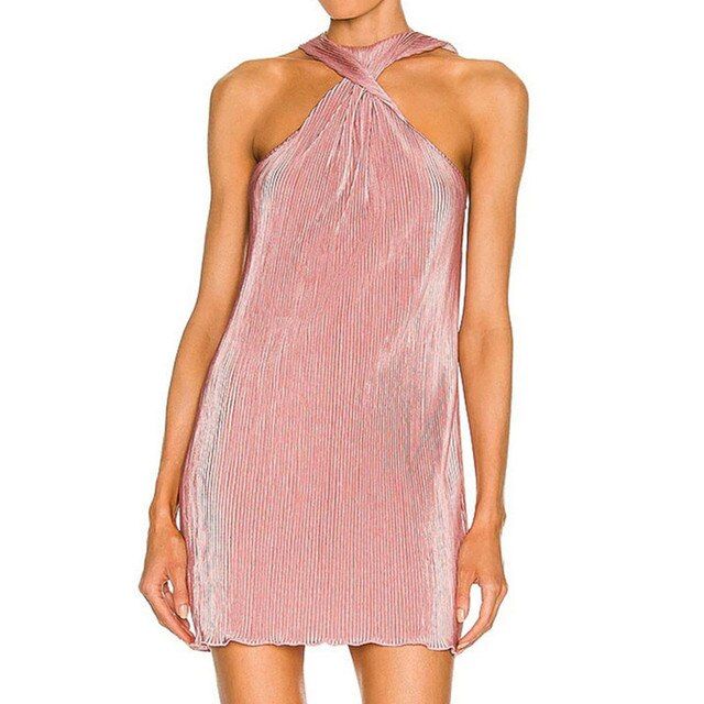 YCNYCCHY Women Sheath Dress Summer Clothes 2023 Solid Color Twist Halter Sleeveless Off-the-shoul... | Walmart (US)