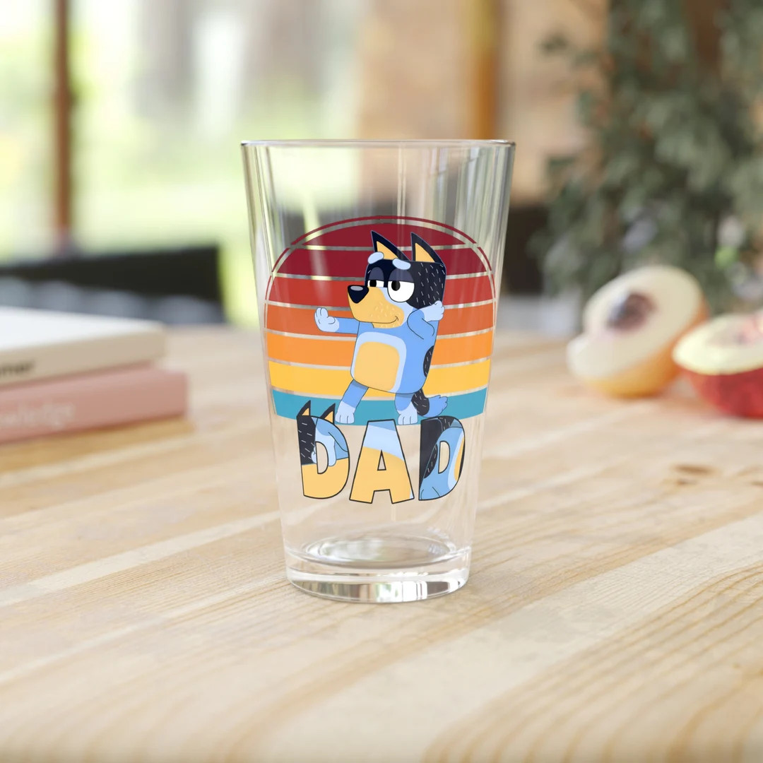 Bluey Dad Sunset Bandit 16 Oz Pint Glass Father's Day Gift New Dada Papa Heeler Blue Dog - Etsy | Etsy (US)