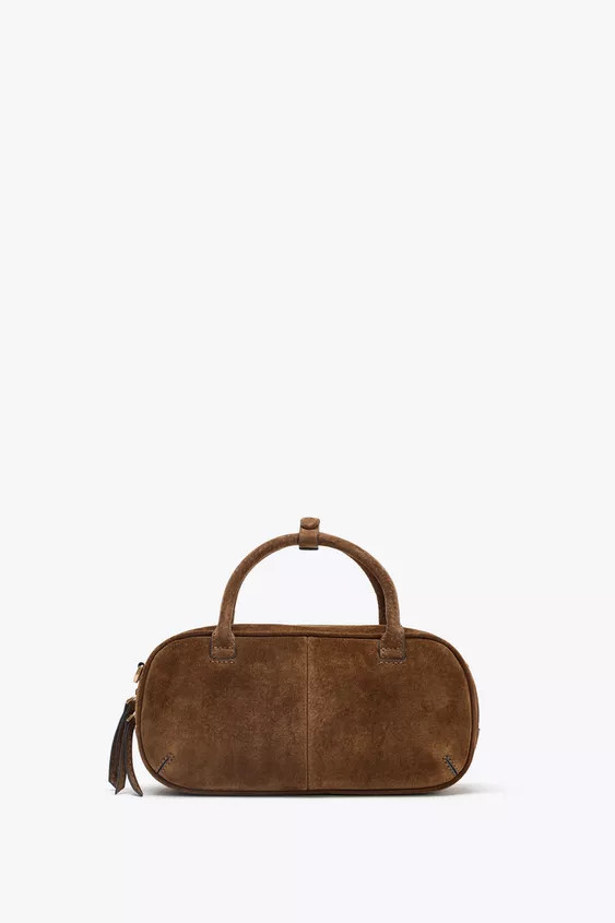 MINI SPLIT LEATHER BOWLING BAG | Zara US