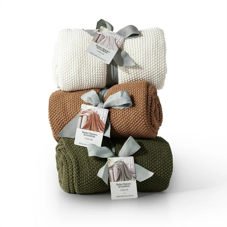 Better Homes and Gardens, Chunky Knit Papyrus Throw, Cotton-Blend, 50"x60", 2.3 lb, All Ages | Walmart (US)