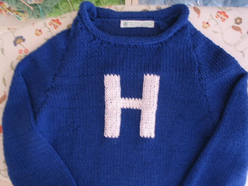 Toddler 2T 3T 4T  Big Single-letter Monogram Handknit - Etsy | Etsy (US)