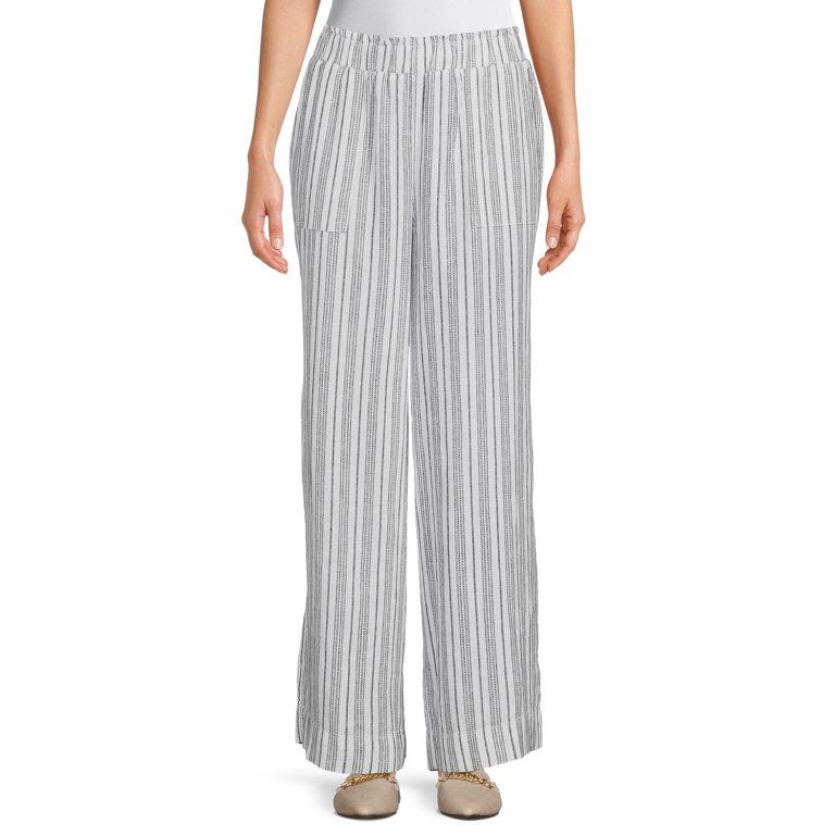 Time and Tru Women's Full Length Linen Pants | Walmart (US)