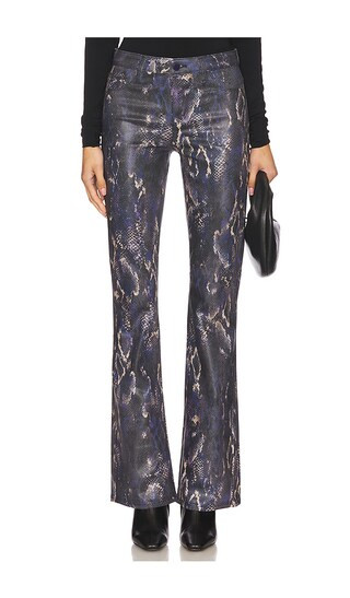 Selma High Rise Sleek Baby Boot Jeans in Midnight & Tan Snake Coated | Revolve Clothing (Global)