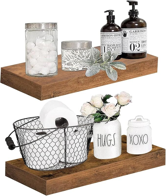 QEEIG Floating Shelves Bathroom Shelf 16 inches Long Wall Mounted Shelve Small Bedroom Farmhouse ... | Amazon (US)