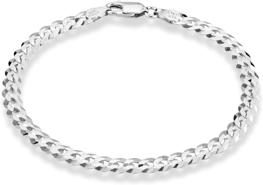 Miabella 925 Sterling Silver Italian 5mm Solid Diamond-Cut Cuban Link Curb Chain Bracelet for Men... | Amazon (US)