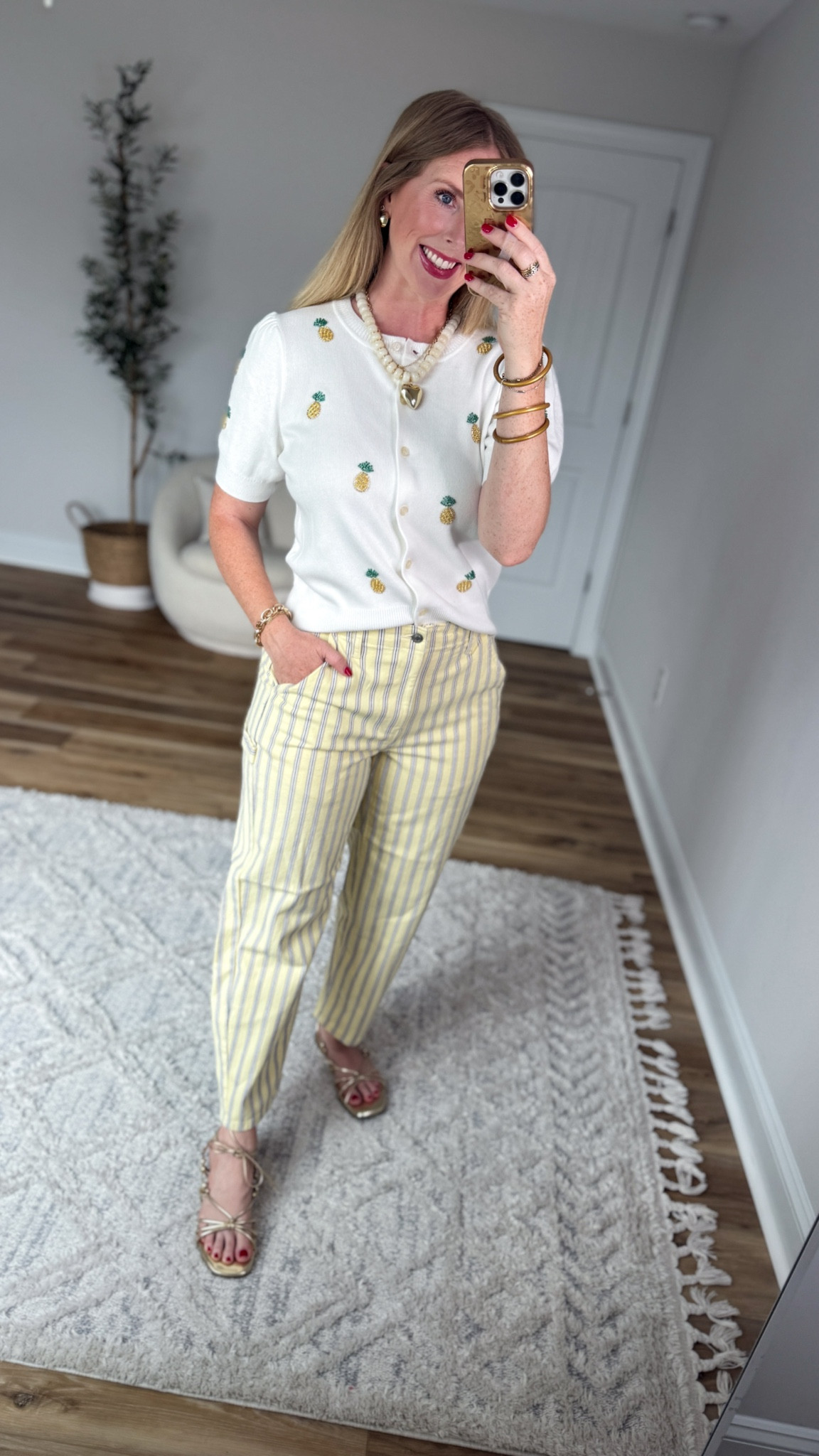 Weekend walmart Wins try on
Beaded pineapple cardigan- small
Yellow stripe barrel jeans- 6

#LTKootd #LTKmomlife