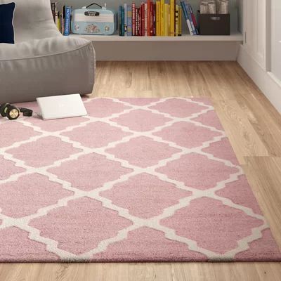 Alma Hand-Woven Wool Baby Pink Area Rug Grovelane Teen Rug Size: Rectangle 5' x 8' | Wayfair North America
