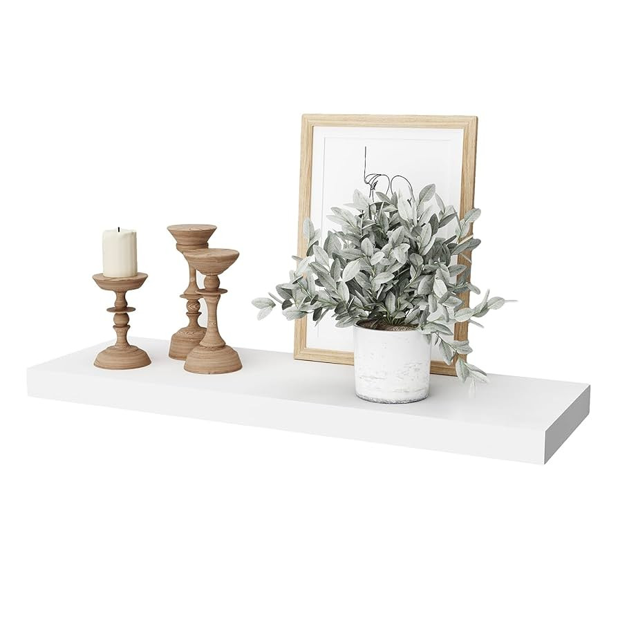 WELLAND 12" Deep White Floating Shelves, Floating Shelf Wall Shelf Display Floating Shelf, 35.43"... | Amazon (US)