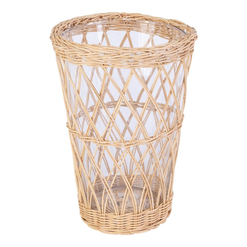 Rattan Wrapped Glass Vase, 8.5" | At Home