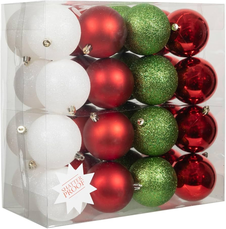 Hobby Lobby Red, Green & White Matte, Shiny & Glitter Ball Ornaments | Amazon (US)
