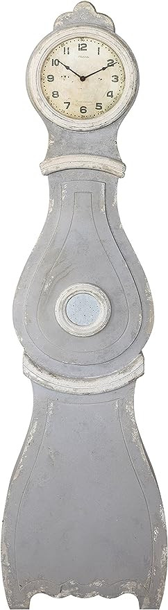 Creative Co-Op Distressed Grey Wood Grandfather Style Wall Clock, Large | Amazon (US)