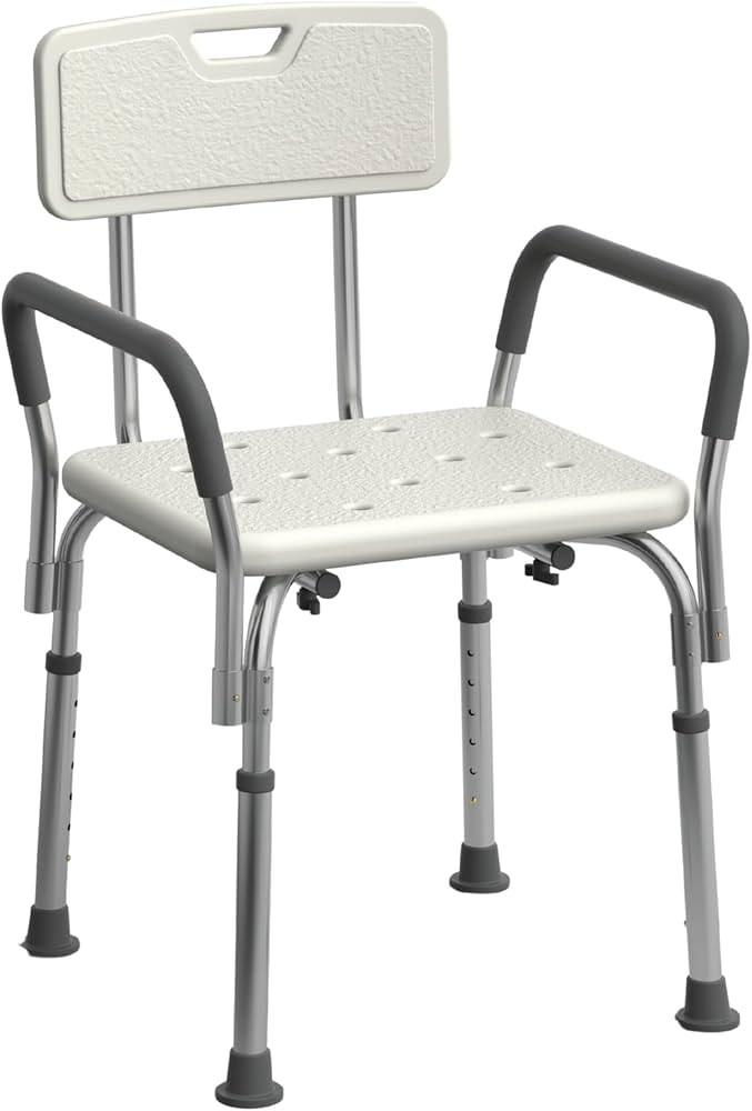 Medline Shower Chair Seat with Padded Armrests and Back Heavy Duty Shower Chair for Bathtub Slip ... | Amazon (US)