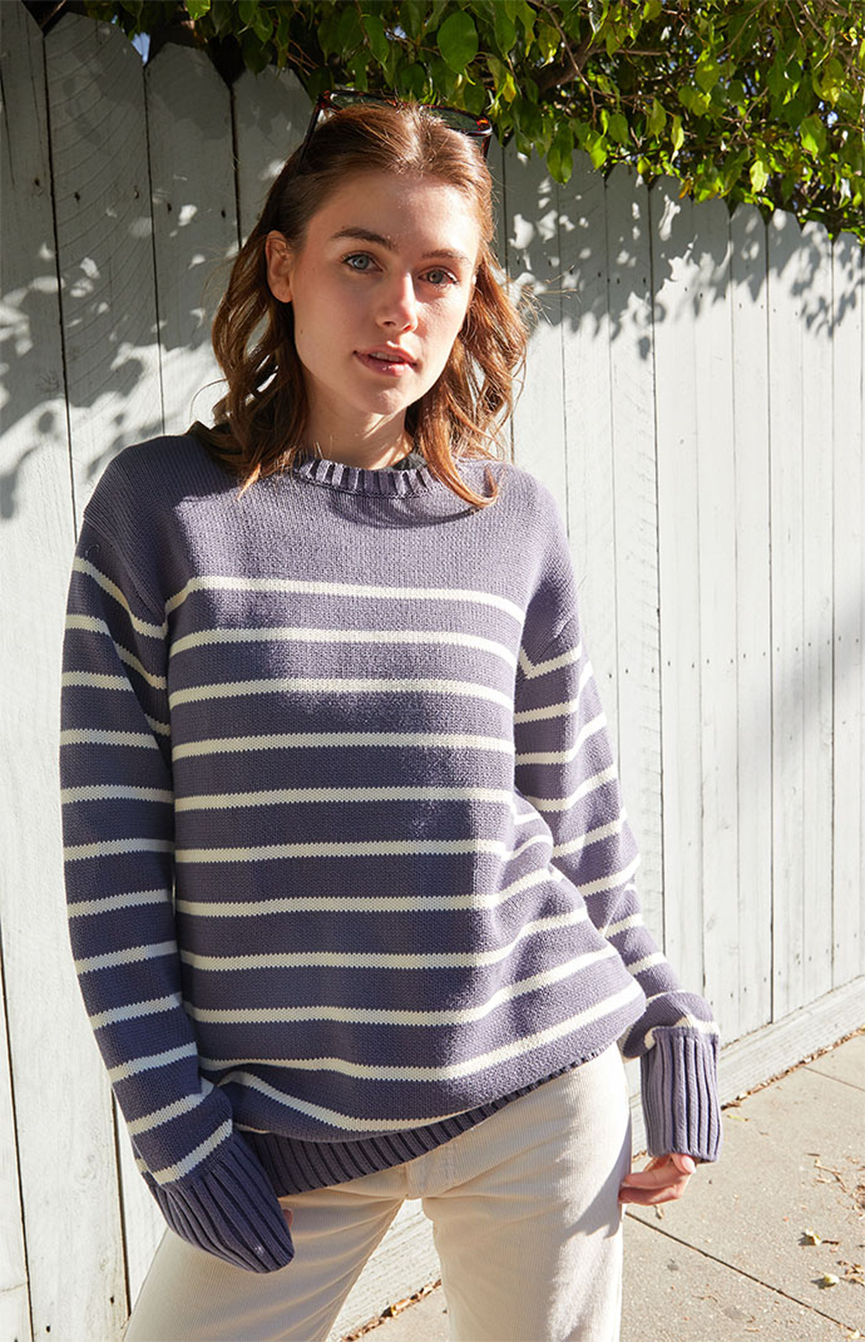 John Galt Blue & White Brianna Sweater | PacSun