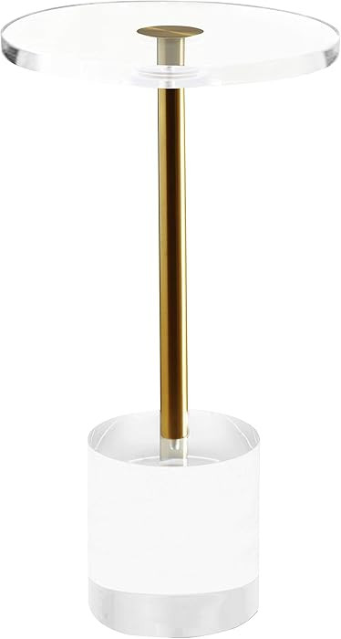 Clear Acrylic End Table,Side Table,Brushed Brass Metal,Round,for Office, Living Room and Bedroom,... | Amazon (US)