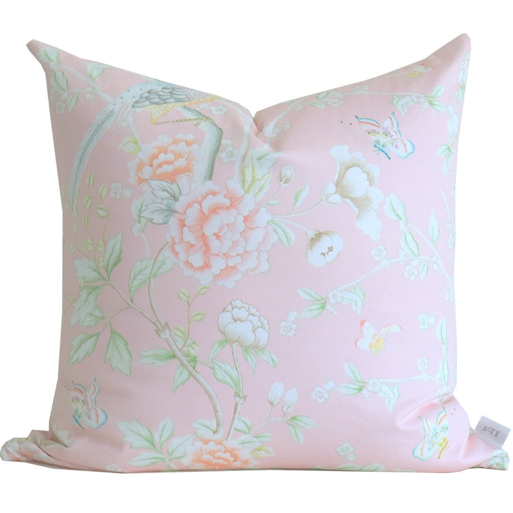 "Chinoiserie Garden" Pillow by Lo Home x Tashi Tsering in Blush | Lo Home by Lauren Haskell Designs