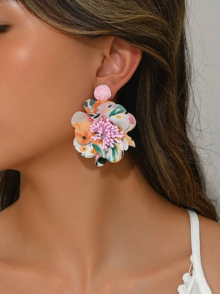1 Pair Delicate Ditsy Floral Tassel Earrings, Nature-Inspired Sweet Bohemian Earrings, Fashion El... | SHEIN