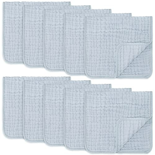 Muslin Burp Cloths Large 100% Cotton Hand Washcloths 6 Layers Extra Absorbent and Soft (Slate, 10... | Amazon (US)