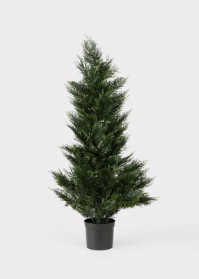Fake UV Treated Indoor/Outdoor Cedar Topiary Tree in Pot - 48" | Afloral