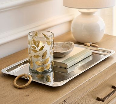 Silver & Rattan Handled Tray | Pottery Barn (US)
