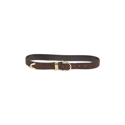 Nordstrom Janae Suede Belt in Chocolate- Gold at Nordstrom, Size Small | Nordstrom