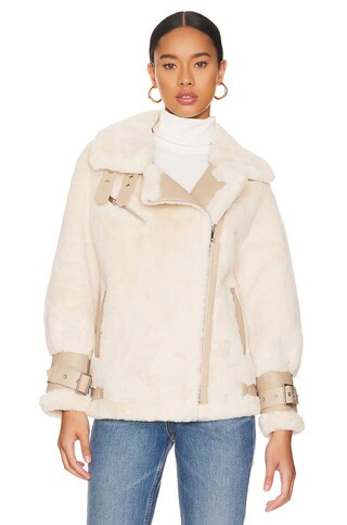 Adrienne Landau Faux Fur Jacket in Ivory from Revolve.com | Revolve Clothing (Global)
