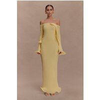 Sandrine Off Shoulder Knit Maxi Dress - Lemon | MESHKI US