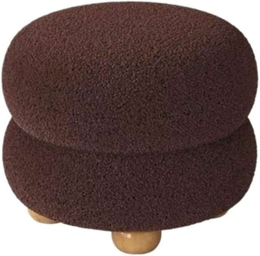 Round Ottoman Footstool, Velvet Sherpa Dressing Stool, Vanity Stool Chair, Round Foot Rest Stool ... | Amazon (US)