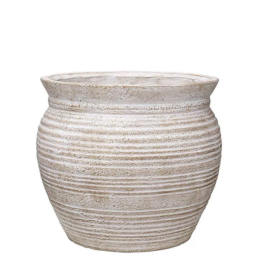 allen + roth 61.34-Quart White Wash Terracotta Mixed/Composite Planter with Drainage Holes | Lowe's