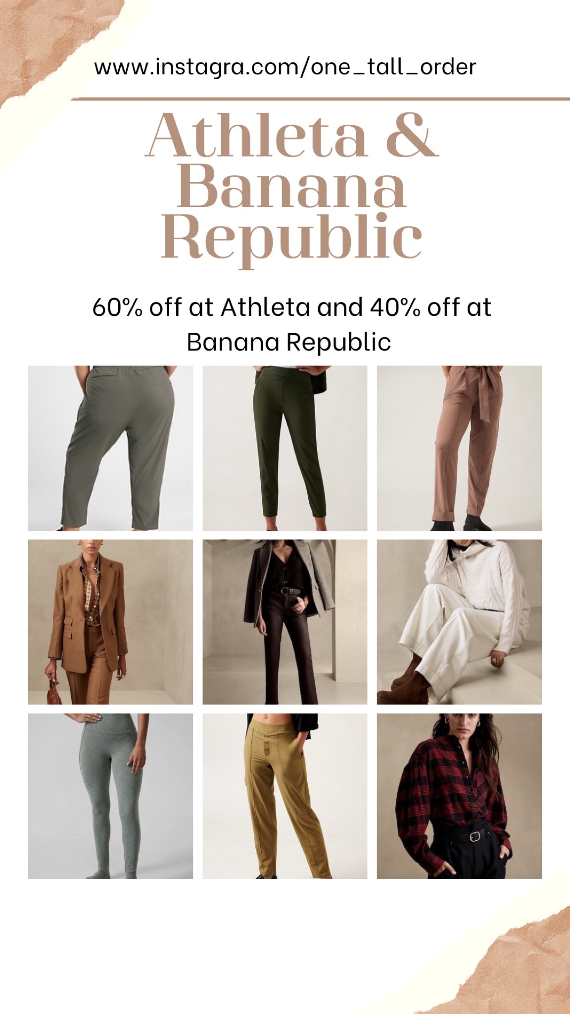 60% off at Athleta
40% off at Banana Republic
Tall blazers and wide leg pants
Tall Brooklyn pants and leggings

#LTKSeasonal #LTKCyberweek #LTKHoliday