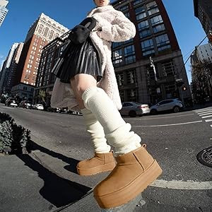 metricfalcon Platform Mini Boots for Women Fur Fleece Lined Boots Classic Ultra Mini Platform Boo... | Amazon (US)