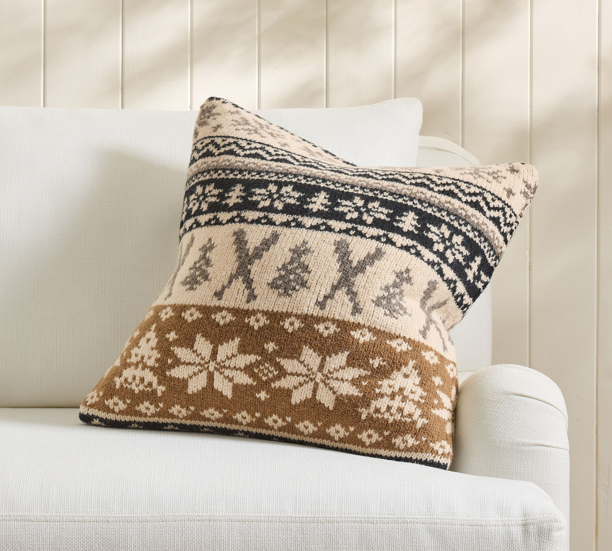 Ski Lodge Fair Isle Knit Pillow Cover | Pottery Barn (US)