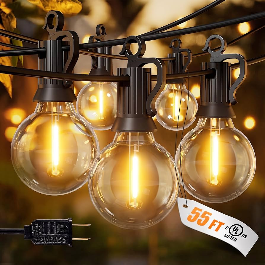Outdoor String Lights, 55(50+5)FT 25 Bulbs IP65 Waterproof Patio Lights | Amazon (US)