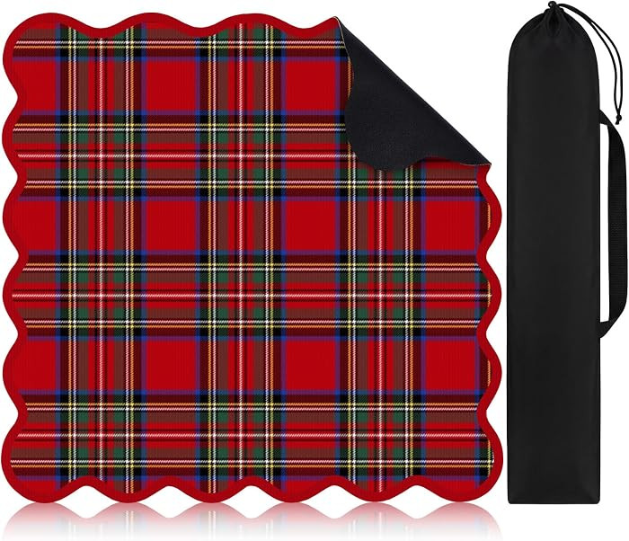 Mahjong Mat Set with Carrying Bag,Christmas Plaid,Red | Amazon (US)