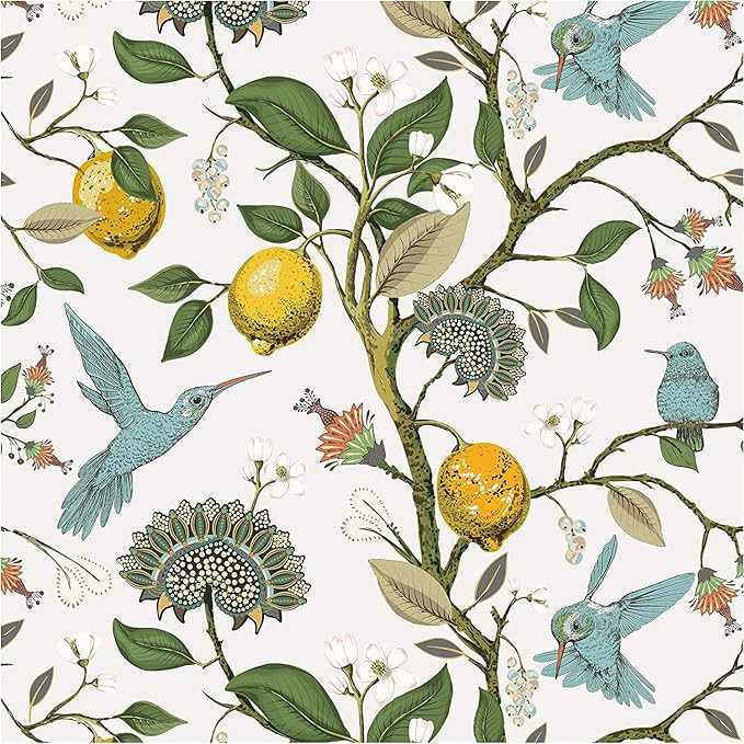 Blooming Wall Blue Bird Fresh Lemon Tree Peel and Stick Wallpaper Self Adhesive Wall Mural Wall D... | Amazon (US)