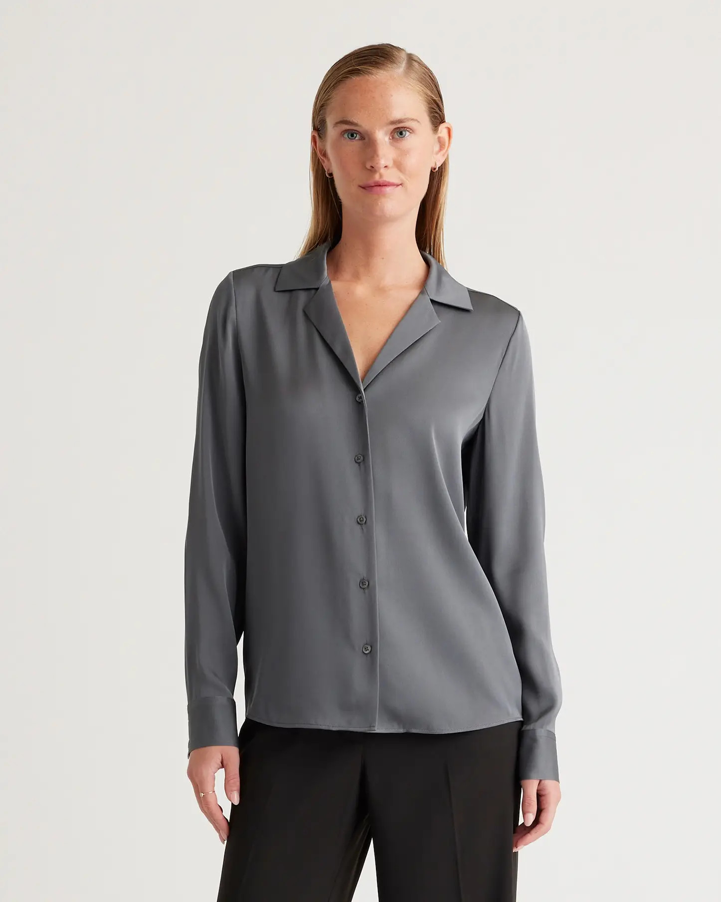 Washable Stretch Silk Notch Collar Blouse | Quince | Quince