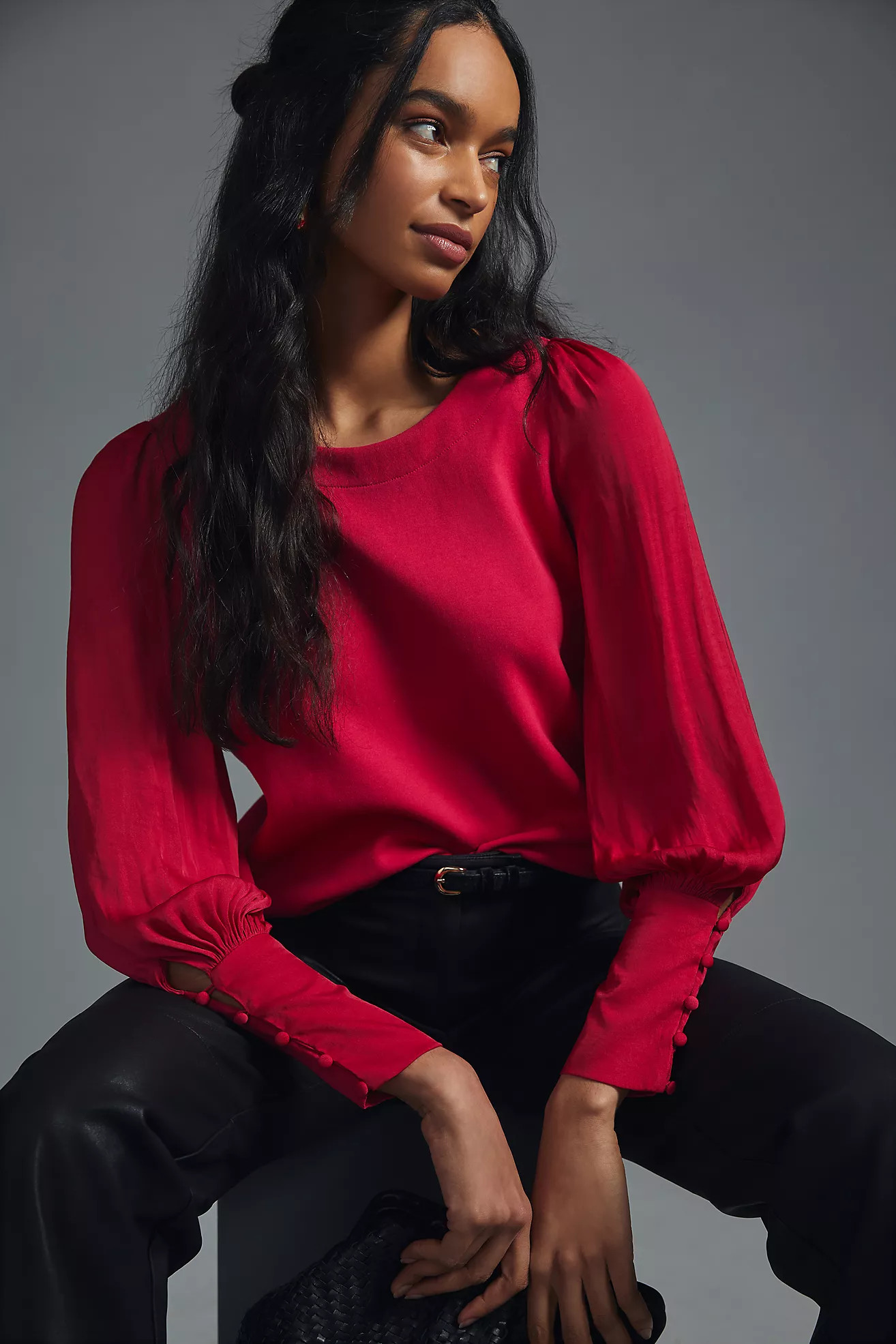 By Anthropologie Silky Balloon-Sleeve Top | Anthropologie (US)