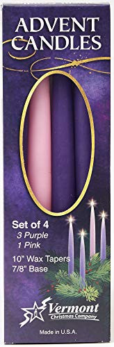 Christmas Advent Candle Set (Set of 4) - Made in The U.S.A. - 10 Inch Wax Taper Candles - 3 Purpl... | Amazon (US)