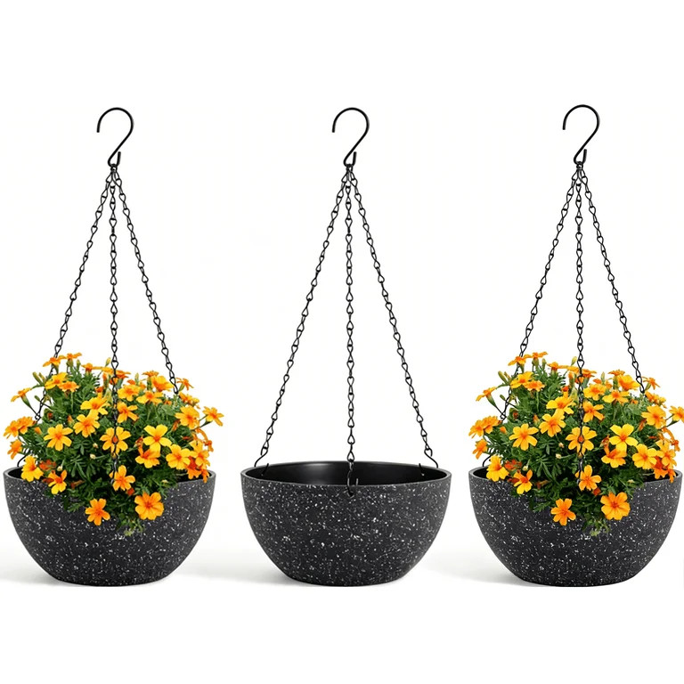 3 Pack Hanging Planters for Indoor Outdoor Plants, Keyrank 9 Inch Flower Pots with Drainage Holes... | Walmart (US)