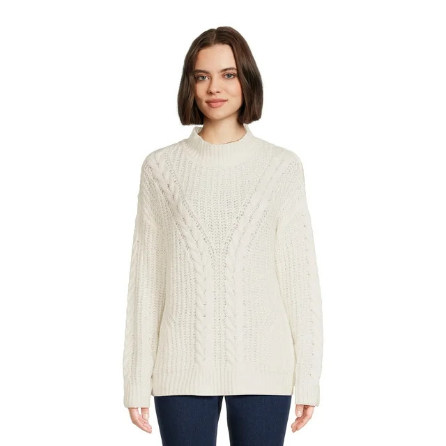 Time and Tru Women's Mock Neck Sweater, Mid-Weight, Sizes XS-XXXL | Walmart (US)