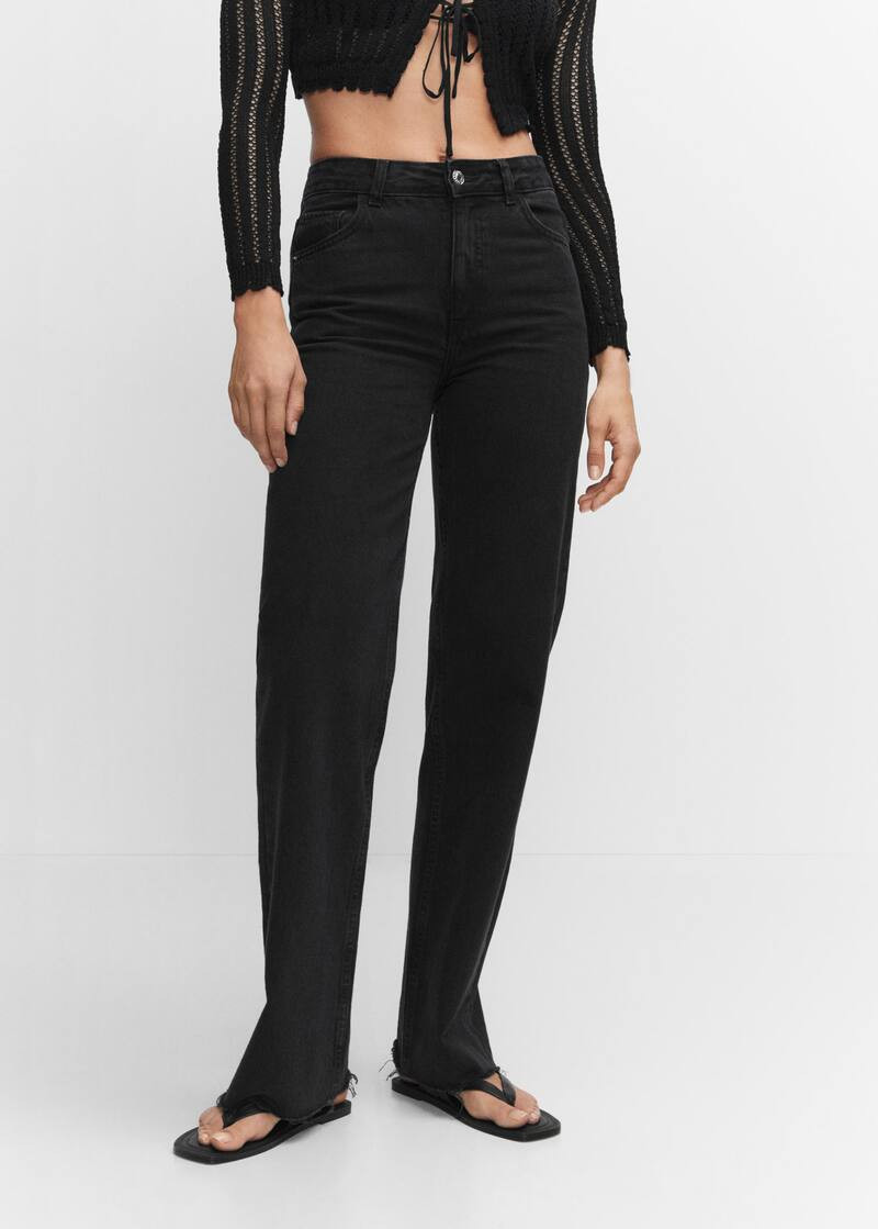 Wideleg mid-rise jeans -  Women | Mango United Kingdom | MANGO (UK)