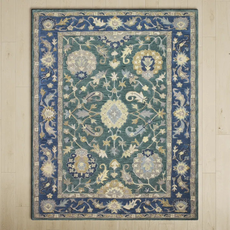 Frances Wool Green Rug | Birch Lane