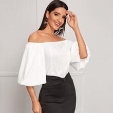 Off Shoulder Bishop Sleeve Blouse | SHEIN