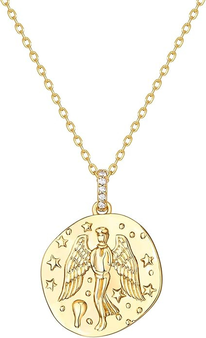 PAVOI 14K Gold Plated Engraved Coin Pendant | Byzantine Coin Necklace | Bohemian Necklace | Amazon (US)