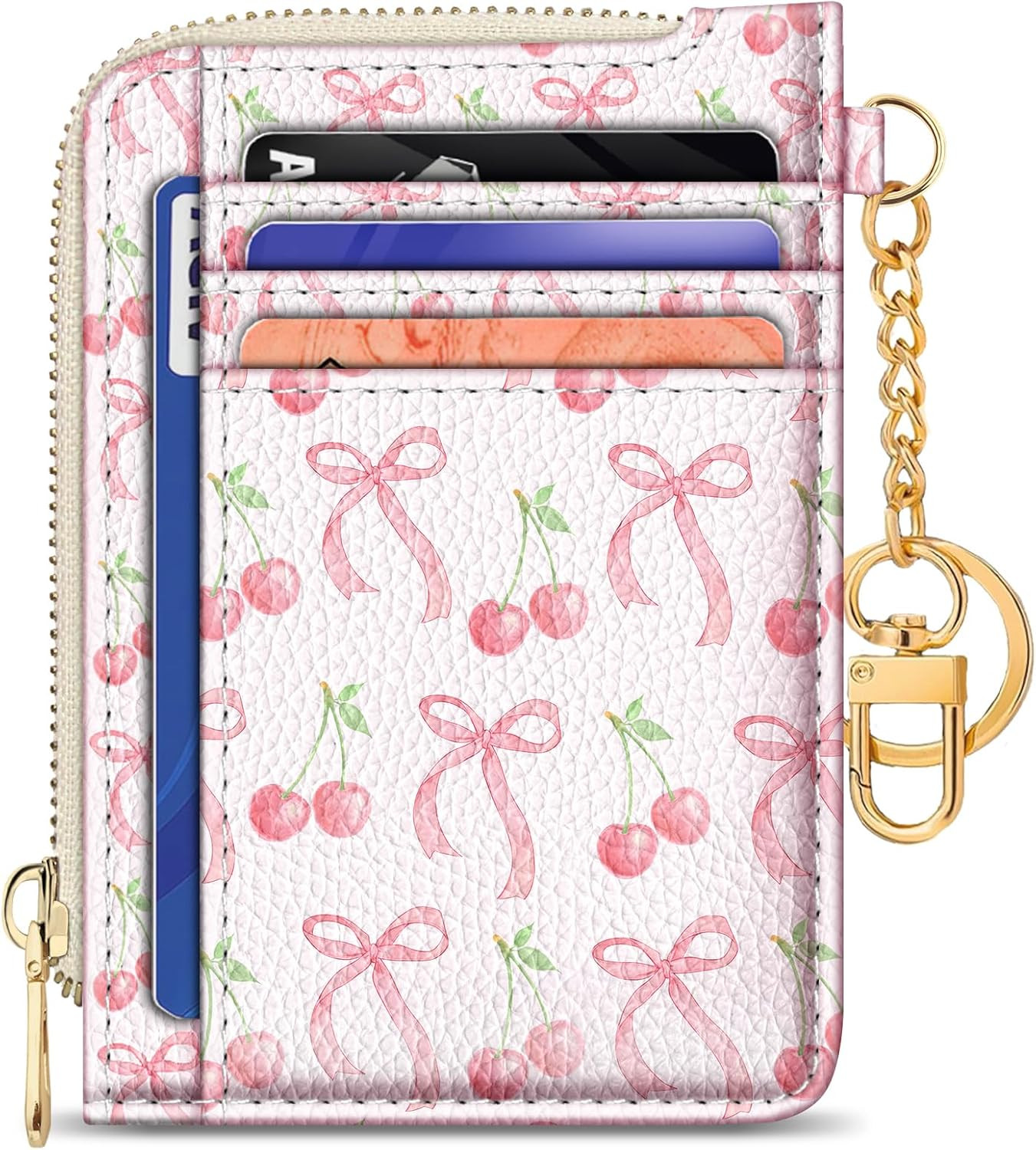 GIANCOMICS Slim Wallet Credit Card Holder Women, Cute Bow Rfid Small Card Case, Keychain Thin Poc... | Amazon (US)