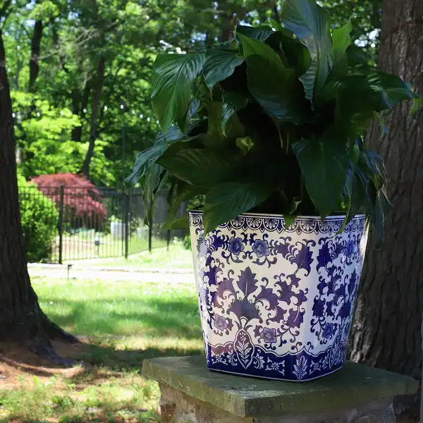 Euro Ceramica Blue and White Ceramic Camelia Garden Planter - Bed Bath & Beyond - 33946568 | Bed Bath & Beyond
