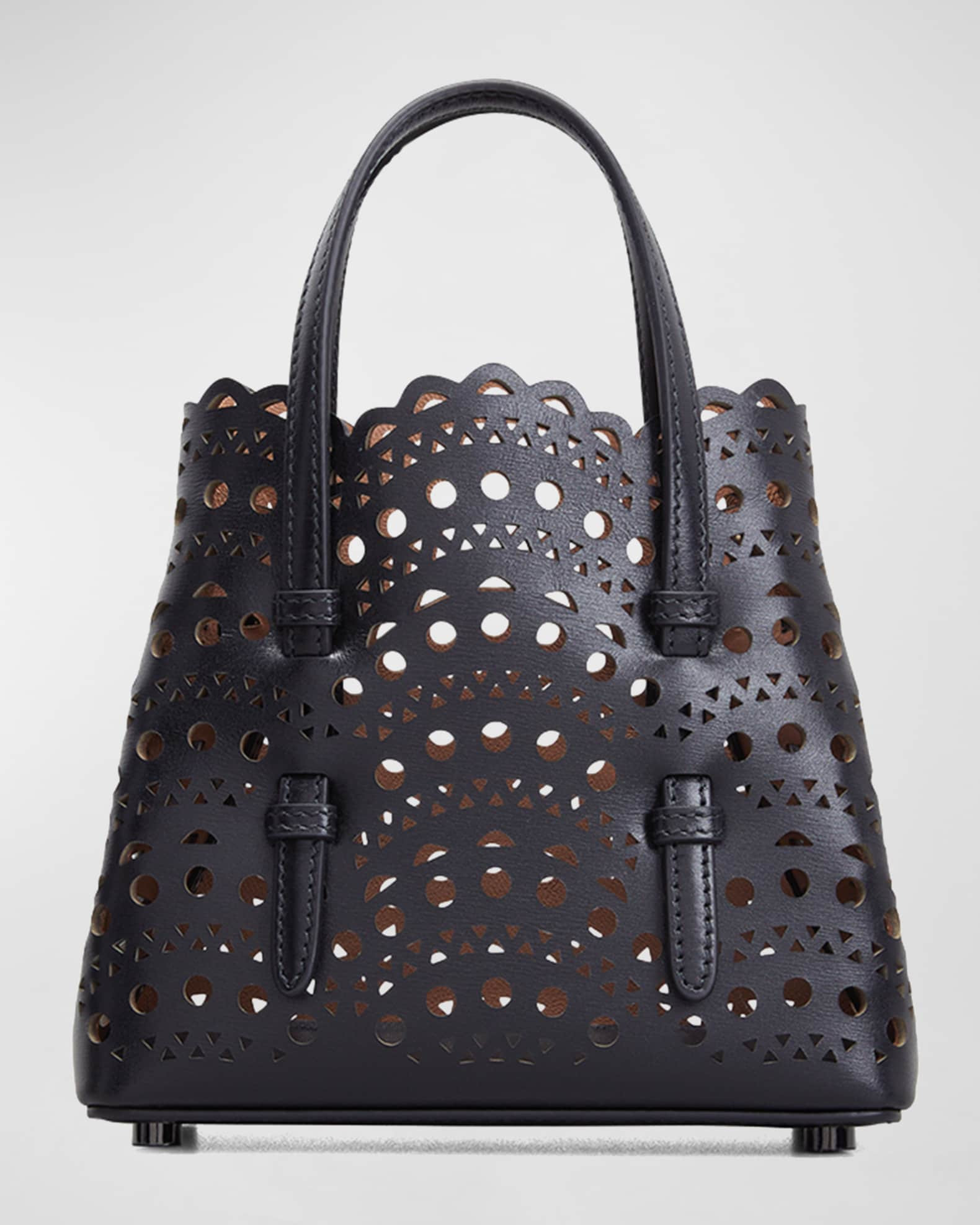 ALAIA Mina 16 Tote Bag in Vienne Wave Perforated Leather | Neiman Marcus